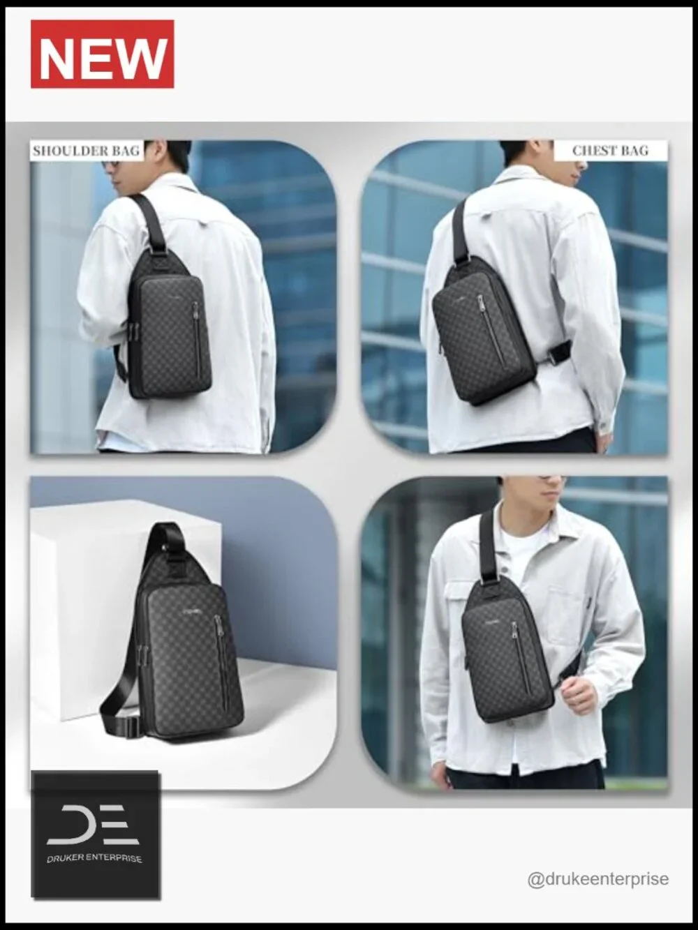 Men's PU Leather Crossbody Sling Backpack Water Resistant Travel Hiking Bag